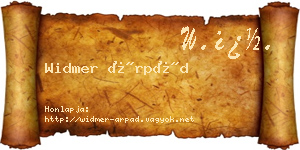 Widmer Árpád névjegykártya